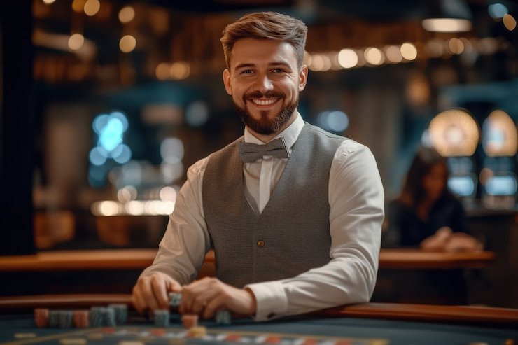 Live dealer blackjack table with HD multi-camera feed